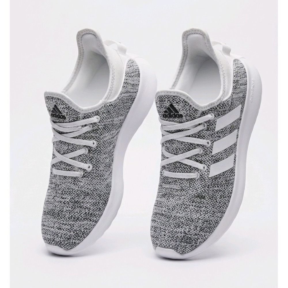 adidas Cloudfoam Pure Low Top Lace Up Mesh Sneakers White/Gray Heathered Women 7